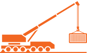 Picture of a crane carrying a container 