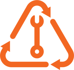 Picture of a spanner and some recycling arrows